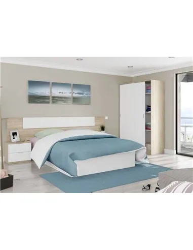 Durham Artic White and Oak Effect Small 120cm Wide Sliding 2 Door Wardrobe, 3208