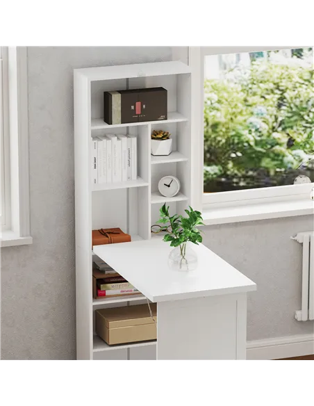 HOMCOM Three-Part Work Desk, with Storage and Writing Board - White