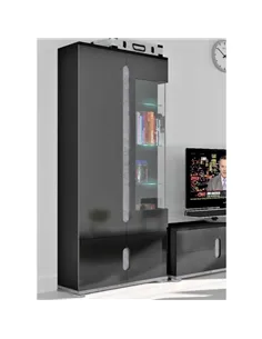 Elise Black High Gloss And Grey 1 Glass Door Display Cabinet T22, 3017