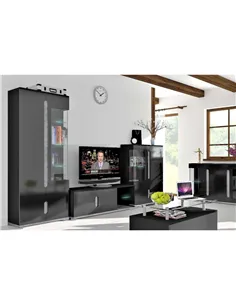 Elise Black High Gloss And Grey 1 Glass Door Display Cabinet T22, 3017 2