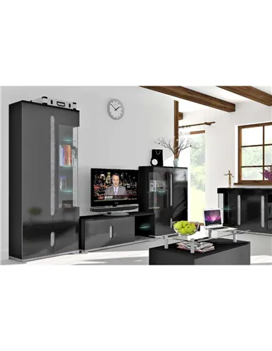 Elise Black High Gloss And Grey 1 Glass Door Display Cabinet T22, 3017