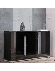 Elise Black High Gloss And Grey 2 Door & 4 Drawer Sideboard T46, 3021