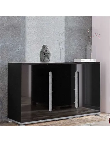 Elise Black High Gloss And Grey 2 Door & 4 Drawer Sideboard T46, 3021