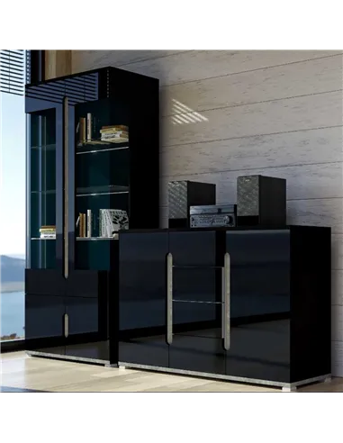 Elise Black High Gloss And Grey Display Cabinet T02, 3015
