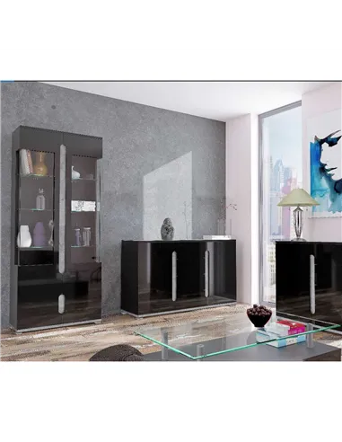 Elise Black High Gloss And Grey Display Cabinet T02, 3015