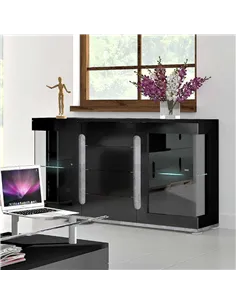 Elise Black High Gloss And Grey Glass Door Sideboard T32, 3019