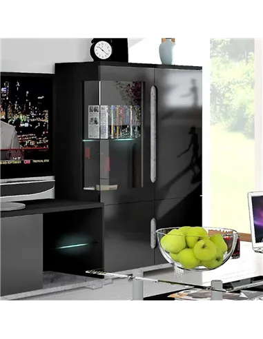 Elise Black High Gloss And Grey Low Display Cabinet T12, 3025