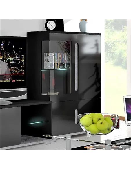 Elise Black High Gloss And Grey Low Display Cabinet T12, 3025