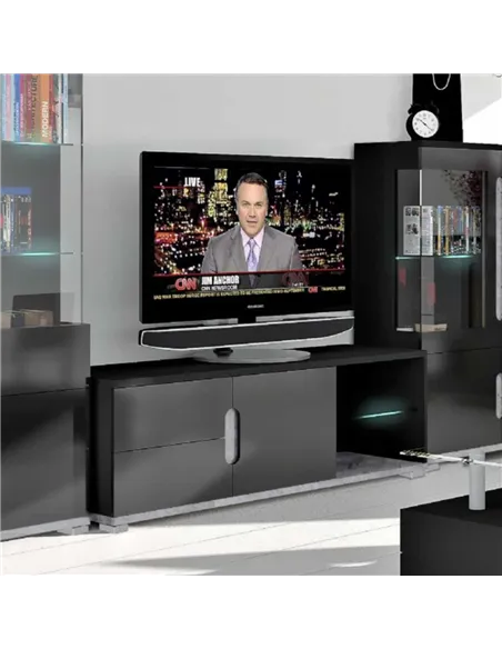 Elise Black High Gloss And Grey TV Unit T63, 3023