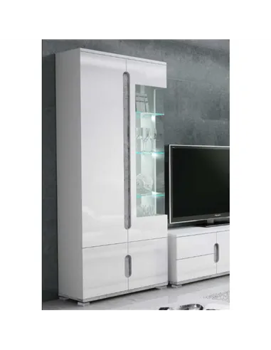 Elise White High Gloss And Grey 1 Glass Door Display Cabinet T22, 3016