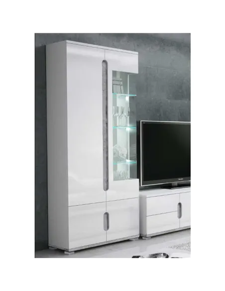 Elise White High Gloss And Grey 1 Glass Door Display Cabinet T22, 3016