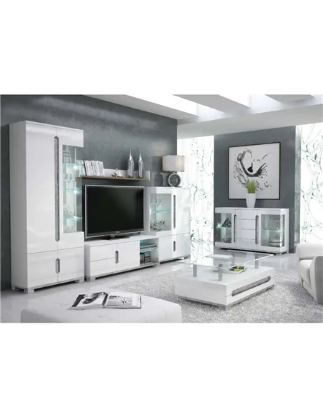 Elise White High Gloss And Grey 1 Glass Door Display Cabinet T22, 3016