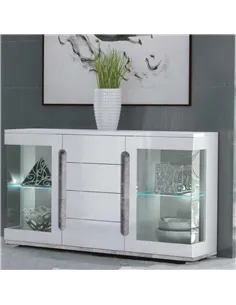 Elise White High Gloss And Grey Glass Door Sideboard T32, 3018