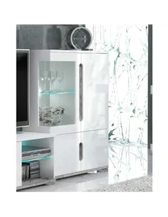 Elise White High Gloss And Grey Low Display Cabinet T12, 3024