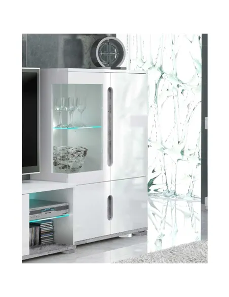 Elise White High Gloss And Grey Low Display Cabinet T12, 3024