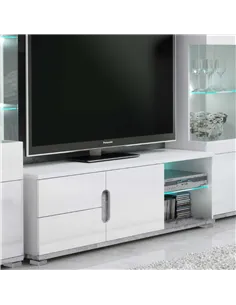 Elise White High Gloss And Grey TV Unit T63, 3022
