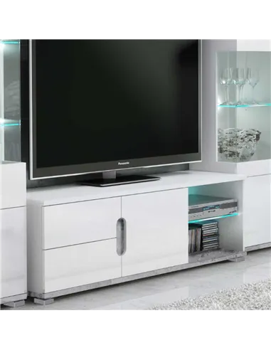 Elise White High Gloss And Grey TV Unit T63, 3022