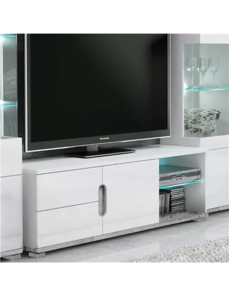 Elise White High Gloss And Grey TV Unit T63, 3022
