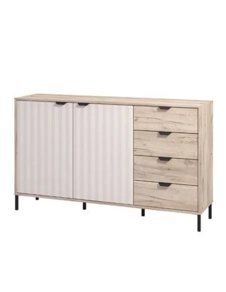 Evandria Grey Oak Effect And Cashmere Slatted Sideboard, 3445