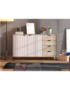 Evandria Grey Oak Effect And Cashmere Slatted Sideboard, 3445 2