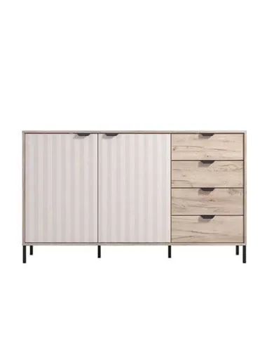 Evandria Grey Oak Effect And Cashmere Slatted Sideboard, 3445