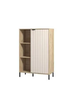 Evandria Grey Oak Effect Cashmere Slatted Short Sideboard, 3447