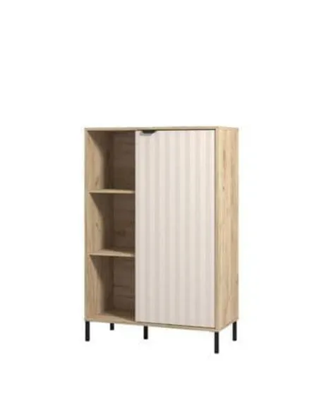 Evandria Grey Oak Effect Cashmere Slatted Short Sideboard, 3447