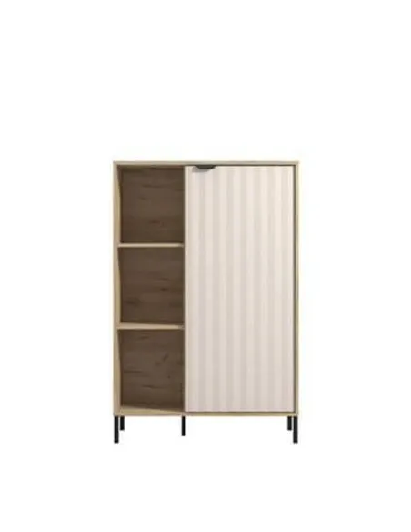 Evandria Grey Oak Effect Cashmere Slatted Short Sideboard, 3447