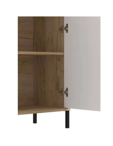 Evandria Grey Oak Effect Cashmere Slatted Short Sideboard, 3447