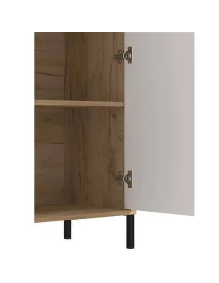 Evandria Grey Oak Effect Cashmere Slatted Short Sideboard, 3447