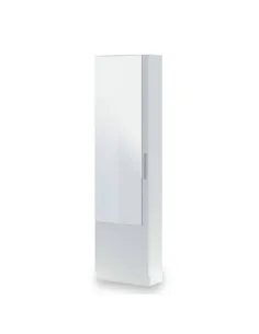 Giovanni Artic White Tall Shoe Cabinet 1 Mirrored Door 14-16 Pairs, 3228