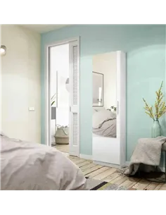 Giovanni Artic White Tall Shoe Cabinet 1 Mirrored Door 14-16 Pairs, 3228 2