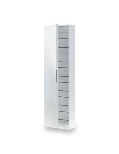 Giovanni Artic White Tall Shoe Cabinet 1 Mirrored Door 14-16 Pairs, 3228