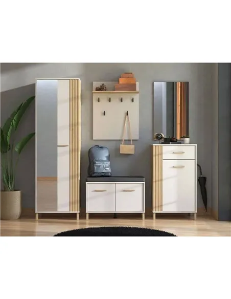 Granada Cashmere And Artisan Oak Effect Slim Narrow Wardrobe, 3454