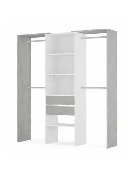 Guadalupe Large Concrete Grey and White Open Door Wardrobe, 3200
