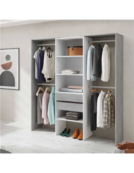 Guadalupe Large Concrete Grey and White Open Door Wardrobe, 3200
