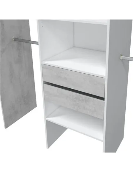 Guadalupe Large Concrete Grey and White Open Door Wardrobe, 3200