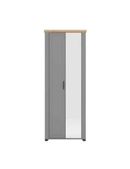 Havertz Grey And Artisan Oak Slim Narrow Mirrored Wardrobe, 3265