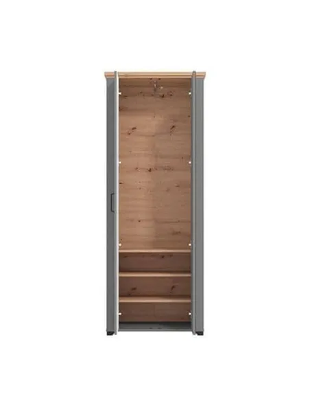 Havertz Grey And Artisan Oak Slim Narrow Mirrored Wardrobe, 3265