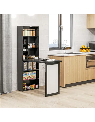 HOMCOM Three-Part Work Desk, with Storage and Writing Board - Black