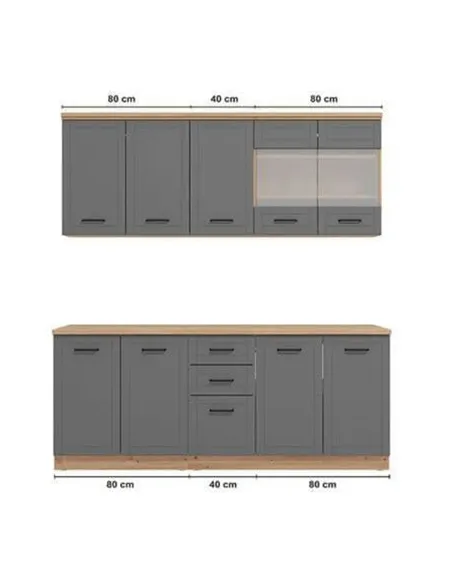 Hudson 200cm Graphite Grey Kitchen Units, 3278