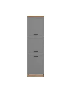 Hudson Grey And Oak Effect Tall 60cm 3 Door Kitchen Larder Unit Pantry Cupboard, 3271
