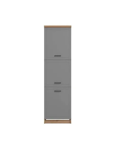 Hudson Grey And Oak Effect Tall 60cm 3 Door Kitchen Larder Unit Pantry Cupboard, 3271