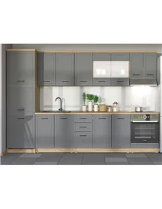 Hudson Grey And Oak Effect Tall 60cm 3 Door Kitchen Larder Unit Pantry Cupboard, 3271 2