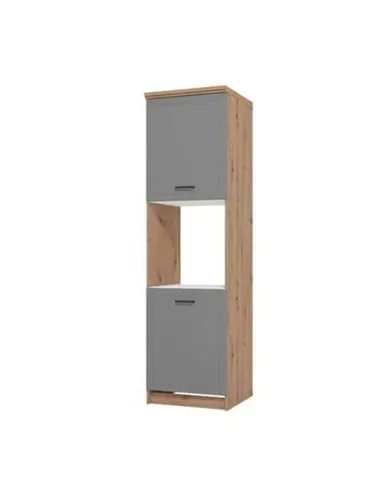 Hudson Grey And Oak Effect Tall 60cm 3 Door Kitchen Larder Unit Pantry Cupboard, 3271