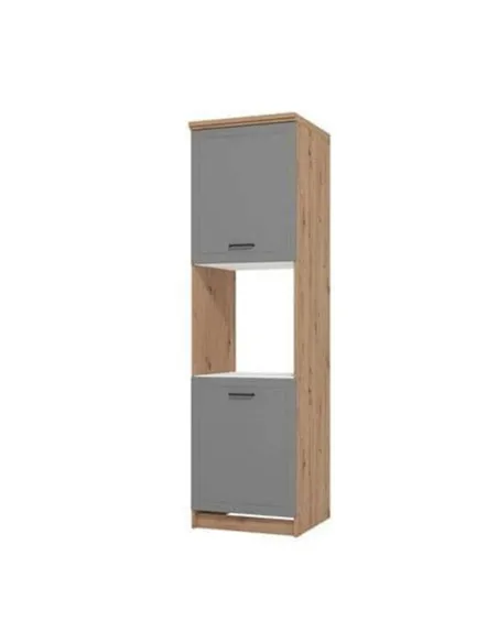 Hudson Grey And Oak Effect Tall 60cm 3 Door Kitchen Larder Unit Pantry Cupboard, 3271