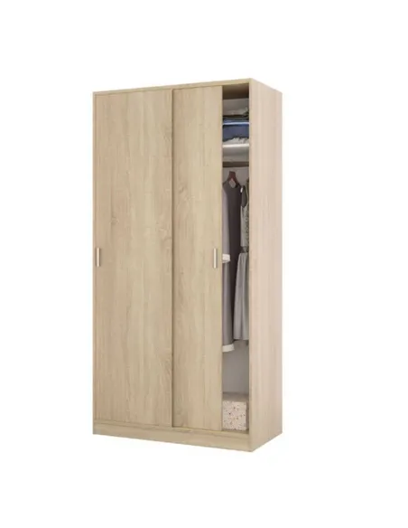 Hansen Canadian Oak Effect Small Narrow Sliding 2 Door Wardrobe, 3211