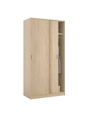 Hansen Canadian Oak Effect Small Narrow Sliding 2 Door Wardrobe, 3211