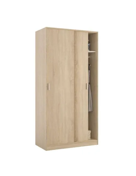 Hansen Canadian Oak Effect Small Narrow Sliding 2 Door Wardrobe, 3211
