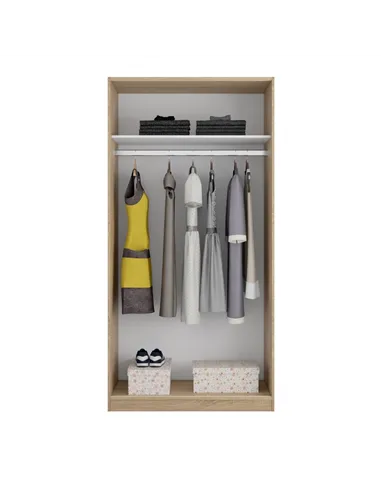 Hansen Canadian Oak Effect Small Narrow Sliding 2 Door Wardrobe, 3211